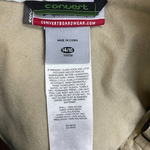 Columbia Convert Youth Size 14/16 Nylon Tan Snow Pants Ski Snowboard w/Stains - Picture 4 of 4